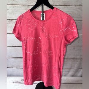 🌺 The North Face Pink Floral Graphic Tee – Women’s Medium Lightweight Summer